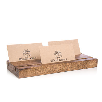 Wood business card holder Multiple card display stand Desktop card