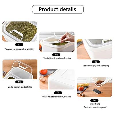 Kitchen Rice Storage Box, Rice Bucket, Large Food Container, 22 Lbs  (approximately 10kg) With Sealed Lid For Flour, Soybean, Corn, Sugar, Rice  And Baking Ingredients, Bulk Food Storage