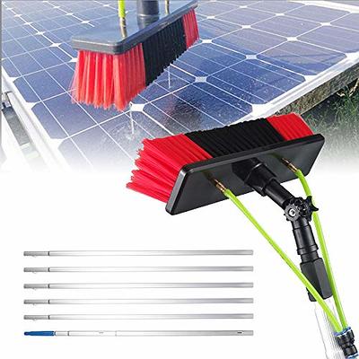 30 ft. Solar Panel Cleaning Brush and Pole Water Brush with Squeegee 3-in-1  Aluminum Outdoor Window Cleaner