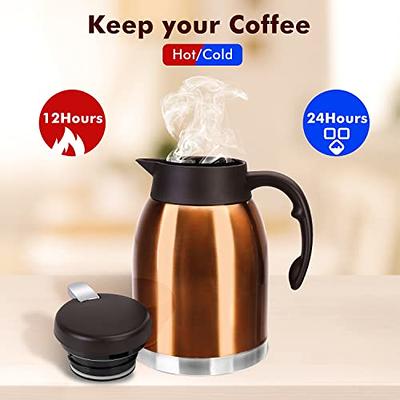 Stainless Steel Thermal Coffee Carafe Dispenser, Unbreakable Double Wall  Vacuum Thermos Flask Large Capacity 56oz 1.6L Water Tea Pot Beverage  Pitcher for Banquet and Party(Bronze) - Yahoo Shopping