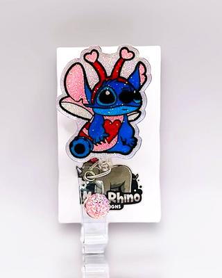 stitch Love Bug Retractable Badge Reel, Valentine's Day Id Holder