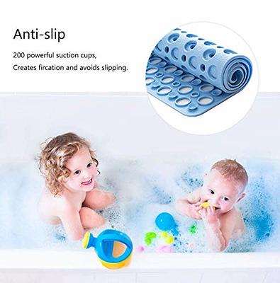 ENKOSI Square Shower Mat Non-Slip Soft TPE Bathtub Mat with Suction Cups  and Large Drain Holes- Machine Washable Bathroom Bath Tub or Shower Mat