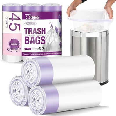 3 Gallon 220pcs Strong Drawstring Trash Bags Garbage Bags by Teivio,  Bathroom Trash Can Bin Liners, Small Plastic Bags for home office kitchen,  White