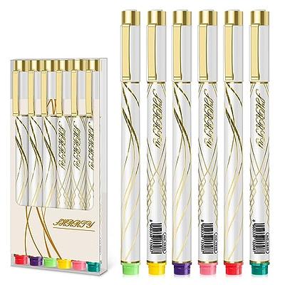 Colored Pens Bulk 6-Pack,Cute Noble Gold Line Penholder Pens