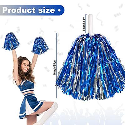 160 Pieces Cheerleading Pom Poms Bulk 9.5 Inch Plastic Cheerleader Pompoms  Metallic Foil Cheering Hand Flowers with Baton Handle for Sports Game Dance