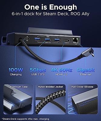 Portable Steam Deck Dock, 4-in-1 Steam Deck Docking Station with HDMI 2.0  4K@60Hz, 2 USB-A 2.0 for Keyboard, Mouse and Handle, PD in 100W Max, Steam