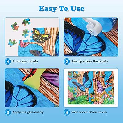 Jigsaw Puzzle Glue Clear with New Sponge Head, Replace Puzzle Saver  Suitable for 1000/1500/3000 Pieces of Puzzle for Paper and Wood,  Water-Soluble Special Craft Puzzle Glue Sheets, 120ML 