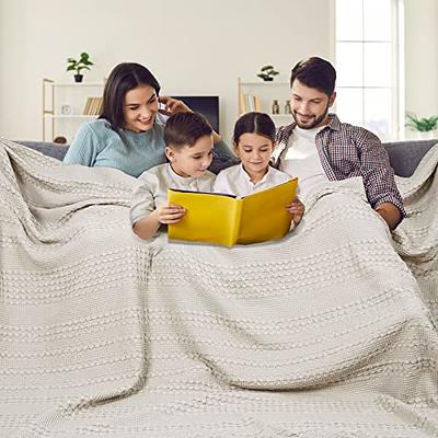 PHF 100% Cotton Waffle Weave Blanket King Size - Luxury Decorative Soft Breathable Skin-friendly Blanket for All Season - Perfec