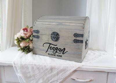 Wooden Card Box With Cards Banner Personalized Wedding Cards Holder  Customized Keepsake Trunk