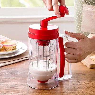 Pancake Batter Dispenser, 1200ml Funnel Cake Dispenser with Stand and Basting Brush, Batter Funnel Dispenser for Cupcakes, Waffles, or Any Baked Goods