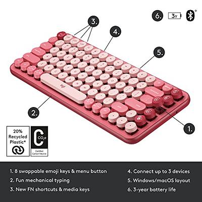 Logitech POP Mechanical Wireless Keyboard with Customizable Emoji Keys,  Durable Compact Design, Bluetooth or USB Connectivity, Multi-Device, OS  Compatible - Heartbreaker Rose - Yahoo Shopping