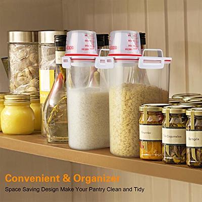 4 Pack Cereal Storage Container Set with Lid,Food Containers With Measuring  Cup for Flour,Sugar,Grain,Rice&Baking Supply-Airtight Kitchen & Pantry