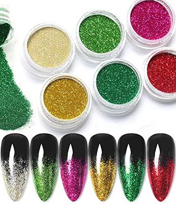 6Box/set Shiny Glitter Sugar Sand Powder For Nails White Black Chrome  Glitter Pigment Dust Iridescent