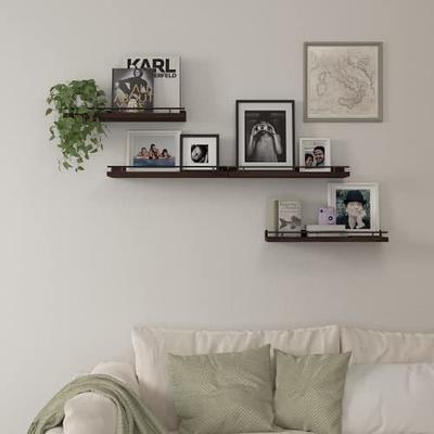 SRIWATANA Floating Wall Shelves, 2-Tier Rustic Wood Shelves for Bedoom,  Bathroom, Living Room, Kitchen(Carbonized Black)