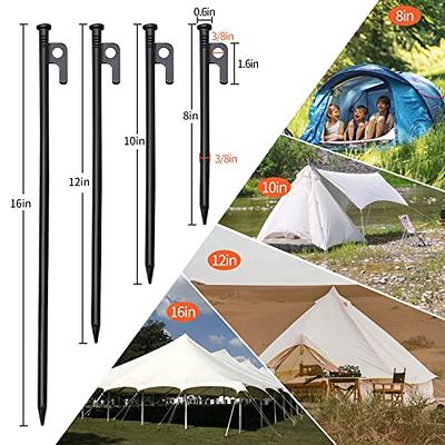 Tent Stake with Hammer 12-Pack 10in Heavy Duty Tent Stakes + 10in Tent  Stakes Hammer+Storage Pouch Forged Steel Tent Stakes for Camping Used on  Rocks Grassland (Tent Stakes+Hammer) Tent Stakes and Hammer