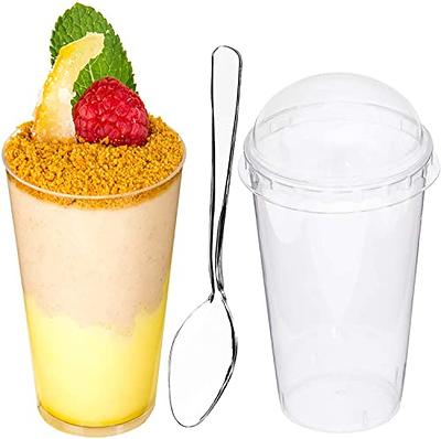 DLux 3 oz Mini Dessert Cups and lids Square Tall - Clear Plastic Parfait  Appetizer Cup