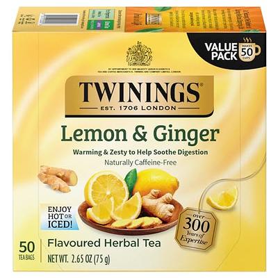 Twinings Lemon & Ginger Herbal Tea, 50 Count Pack of 6, Individually  Wrapped Bags, Tangy Lemon & Spicy Ginger, Decaffeinated - Yahoo Shopping