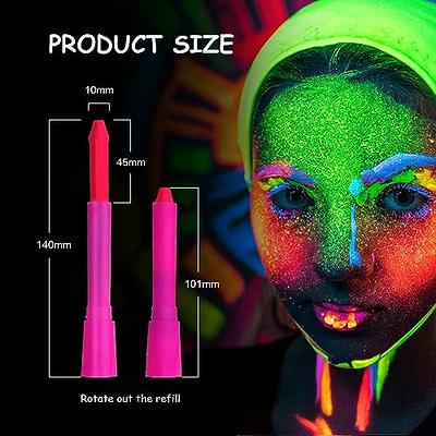 12 Color Glow in The Black Light Body Face Paint for Kids Adult, UV Black  Light Glow Crayons Neon Fluorescent Face Painting Makeup Kit for Birthday