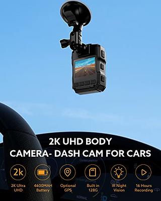 Losfom WD5 1296P Body Mounted Camera, 128G Body Camera, Wearable Camera  Include 2PCS Rechargeable Batteries, Body Worn Cam Total 18 Hours Recording