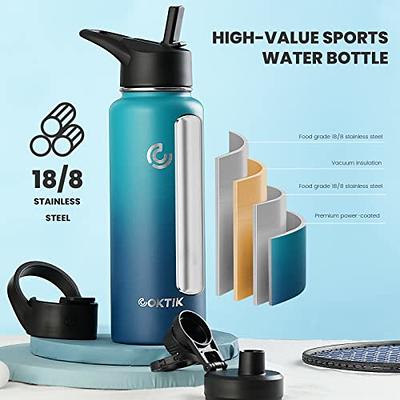  COKTIK 32 oz Sports Water Bottle With Straw,3 Lids