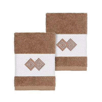 Set of 2 Monogrammed Bath Towels Brown/d - Linum Home Textiles