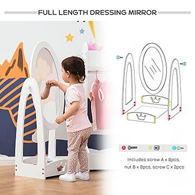 HOMCOM Full Length Mirror for Kids Girls Bedroom Decor, White - 15.75L x  11.75W x 41H - Yahoo Shopping