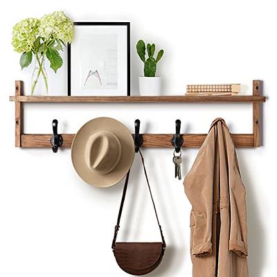 5 Hook Wall Mounted Coat Rack with Storage Hanging Shelf Entryway