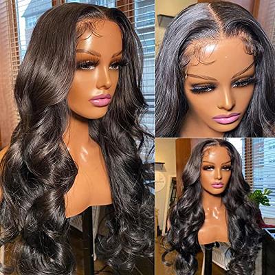 220 Density HD Lace front wigs human hair Pre Plucked,18 Inch Body Wave HD  Transparent 13x4 lace front wigs human hair for Black Women,Brazilian  Virgin frontal wigs human hair Natural Black 