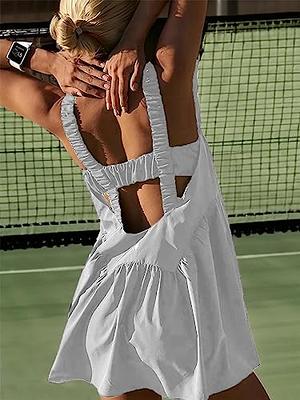 Womens Tennis Dress Workout Mini Dress With Built In Bra Shorts