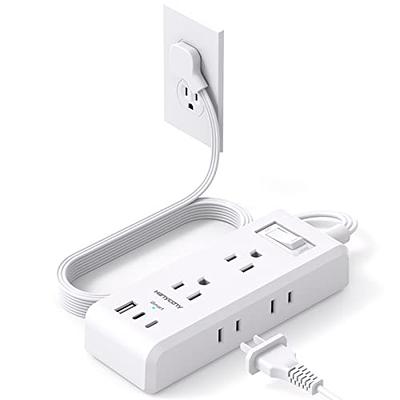 Ultra Flat Plug Power Strip - TROND Extension Cord 10FT with 3 USB  Charger(1 USB C Port), Power Strip with Long Cord, 3 Widely Outlets  Charging