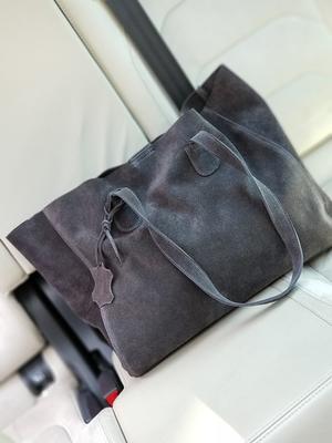 Suede Simple Tote Bag Grey