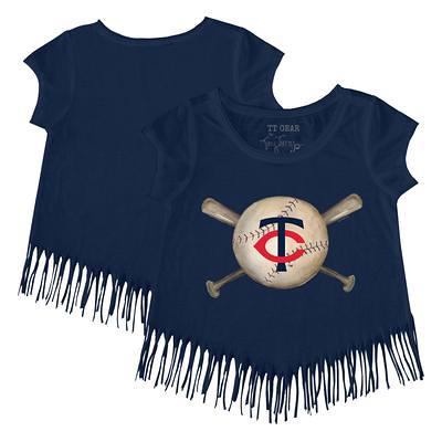 Women's Tiny Turnip Navy Minnesota Twins Baseball Bow T-Shirt Size: Medium