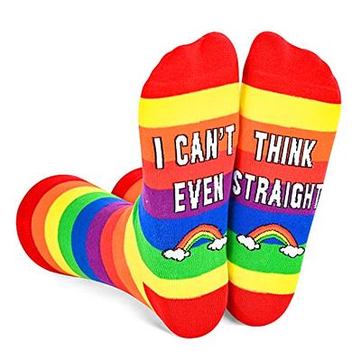 Pride Socks Rainbow Striped Socks - Large Low Cut (Black)