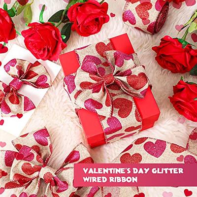 2 Roll 20 Yards Glitter Hearts Wired Edge Burlap Ribbon Valentine Ribbon  Valentine's Day Wired Ribbon for DIY Gift Wrapping Wreath Crafts Decoration  (,) - Yahoo Shopping