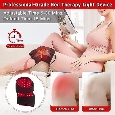 Red Light Therapy Knee Brace Vibration Knee Massage for Pain Relief,  660nm&850nm Rechargeable Near Infrared Light Therapy Device for