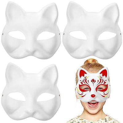 Lupidyyxun Fox Cat Wolf Mask Fox Cat Ears and Tails Set Furry Cat Therian Face Mask Halloween Cosplay Costume Party Masks (Red Mask-Red Tail)