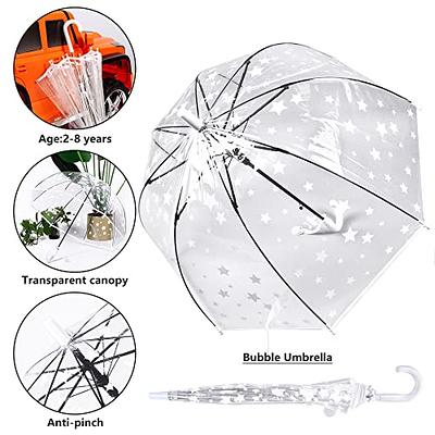 Sweetude 4 Pcs 39 Inch Kids Umbrellas for Rain Clear Bubble Umbrellas with  Reflective Stars and