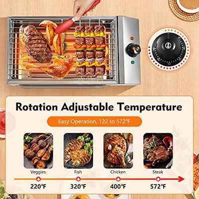 Commercial 1800W Electric Indoor Grill, Smokeless Grill Barbecue Oven Grill  Stainless Steel For BBQ Equipment with Extra-Large Drip Tray 122° F-572° F