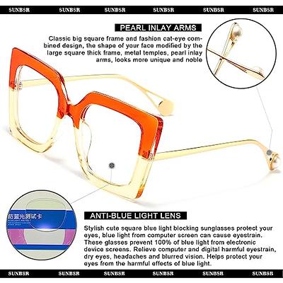  SUNBSR Thick Frame Sunglasses for Women Men Retro