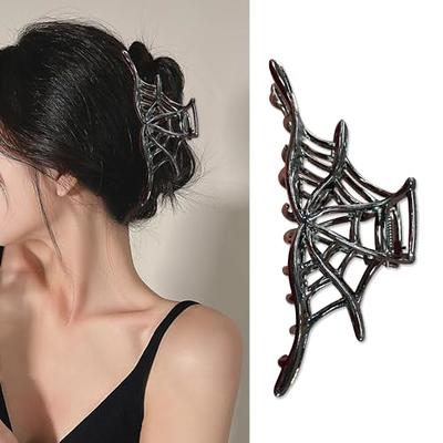 French Metal Hair Clips, Metal Black Spider Web Claw Clips for