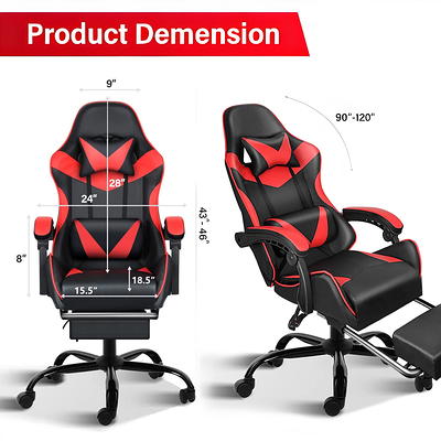 Dubbin Gaming Chair, Ergonomic Office Chair High-Back Swivel Chair with  Footrest and Lumbar Support 