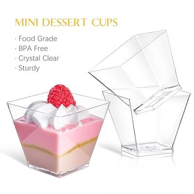 Premium Tall Square Plastic Dessert Cups 3 oz Durable Crystal Clear 50 Count