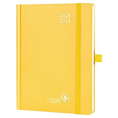 POPRUN 2024 Planner Daily Weekly and Monthly 8.5''x 6.5'' - Agenda 2024  Appointment Book with Hourly Time Slots, Hard Cover, Monthly Tabs, 100 GSM  