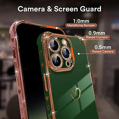 Compatible with iPhone 13 Pro Max Case Square, Cute Luxury Full Camera Lens  Protection & Reinforced Corners Shockproof Electroplate Edge Bumper TPU  Silicone Case [6.7 inches] -Candy Black 