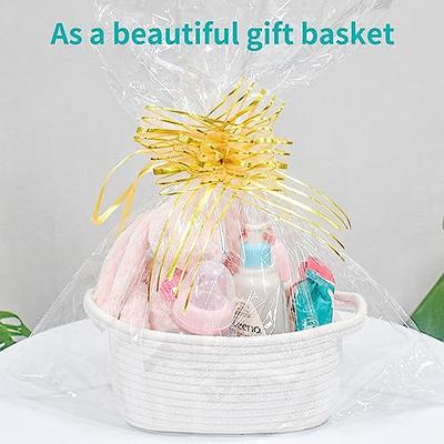 ABenkle Rope Basket, Small Storage Basket, Gift Basket, Rectangle Basket, Under  Shelf Basket, Decorative Boho White Basket, Rope Woven Basket with Handle  for Baby Dog Toy Egg Fruit Snack Towel Easter