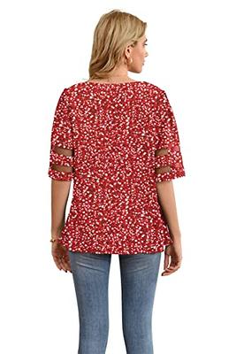 Chama Plus Size Henley Shirt for Women V Neck Button Up Floral