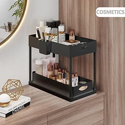 Under Sink Organizers and Storage, Bathroom Cabinet Organizer, Sink Shelf  with Utility Hooks and Side Caddy for Under Cabinet Storage