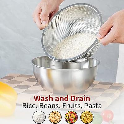 POPGRADE Stainless Steel Colander Strainer Bowl Set, Rice Fruit Washing  Bowl Basket, Rice Fruit Rinser Strainer Container Washer Bowl for Kitchen