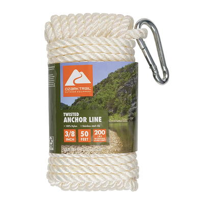 Ozark Trail 50 Foot 1100lbs Paracord Rope, 100% Polyester, Black