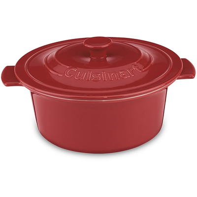 Crock-pot Denhoff 8.5 in. Red Ribbed Casserole with Lid